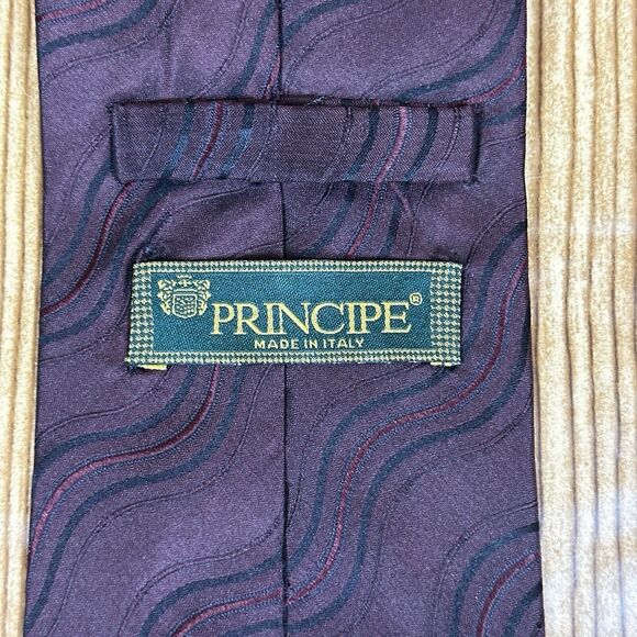 Principe Silk Men’s Tie Burgundy Made In Italy 100% Silk Men’s Necktie 62.5x3.9” - Picture 4 of 9